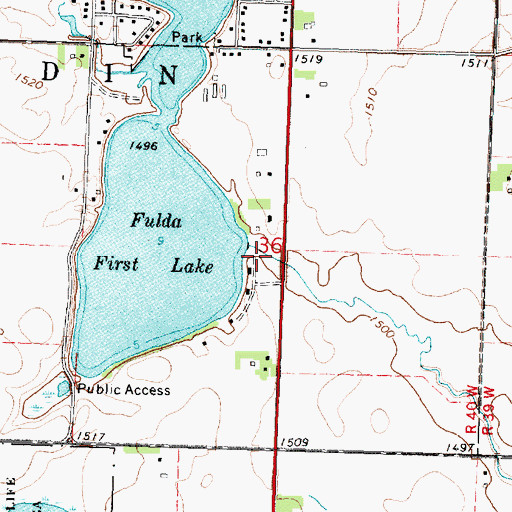 Topographic Map of Fulda Lake, MN