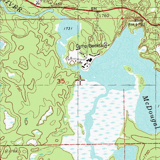 Topographic Map of McDougal Lake, MN