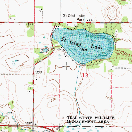 Topographic Map of Saint Olaf Lake Dam, MN