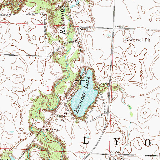 Topographic Map of Brawner Lake, MN