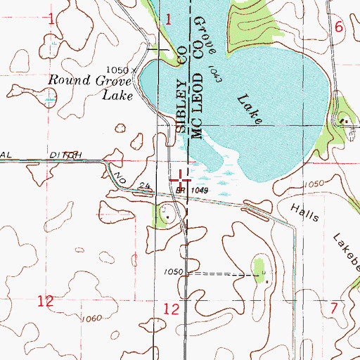 Topographic Map of Round Grove Lake, MN