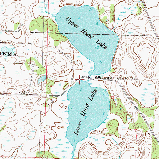 Topographic Map of Upper Hunt Lake Dam, MN