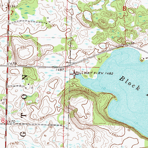 Topographic Map of Block Lake Dam, MN