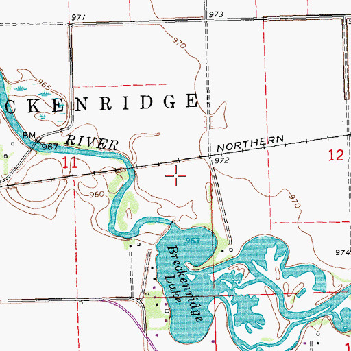 Topographic Map of Breckenridge Lake Dam, MN