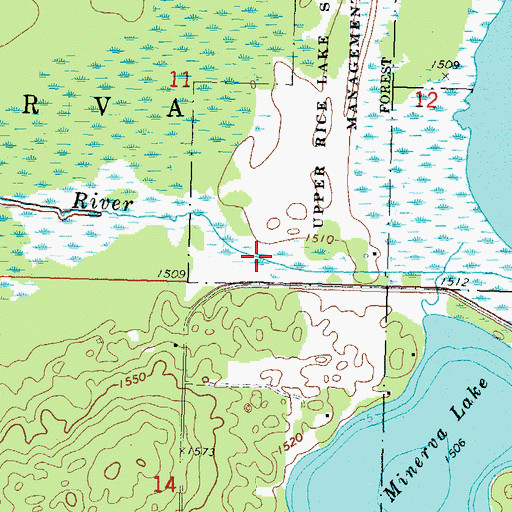 Topographic Map of Rice Lake Upper, MN