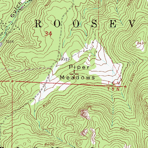 Topographic Map of Piper Meadows, CO
