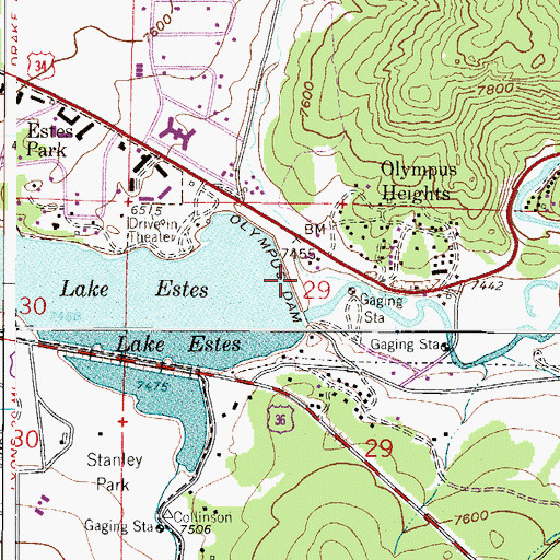 Topographic Map of Olympus Dam, CO