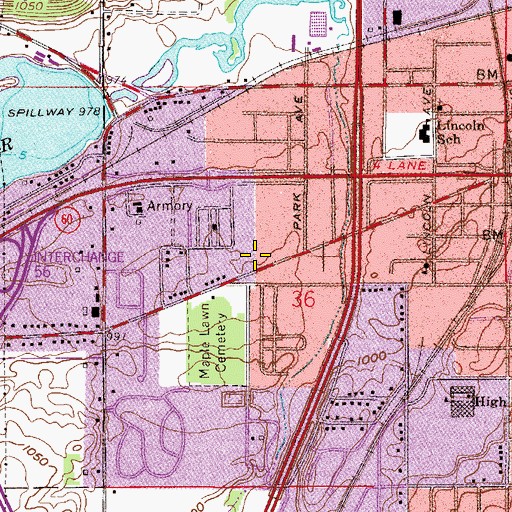 Topographic Map of Kings Mill Dam, MN