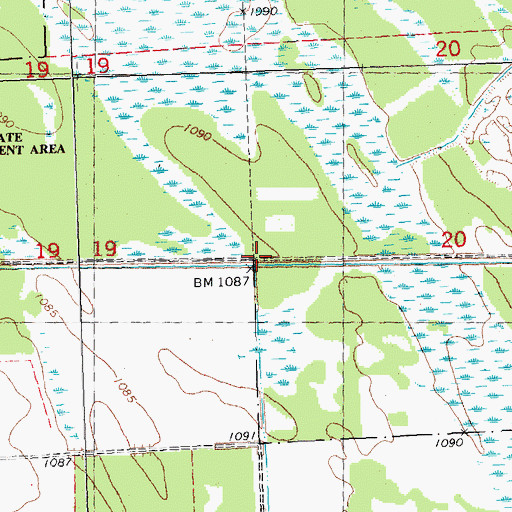 Topographic Map of East Park Wildlife Management Pond Dam, MN