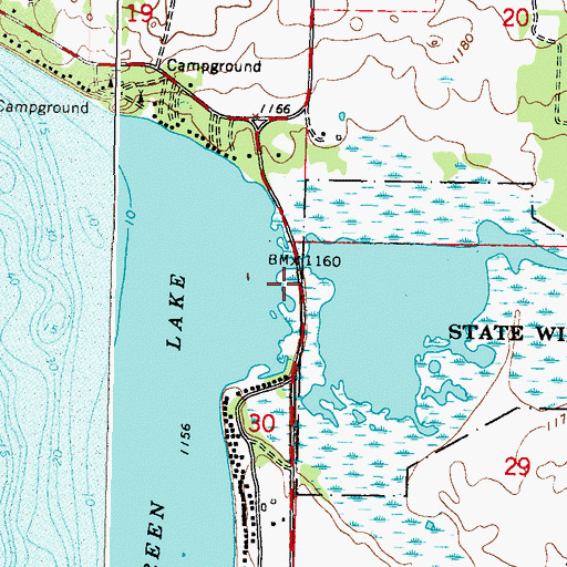Topographic Map of Green Lake, MN