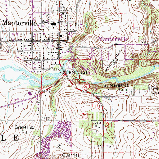 Topographic Map of Mantorville Dam, MN