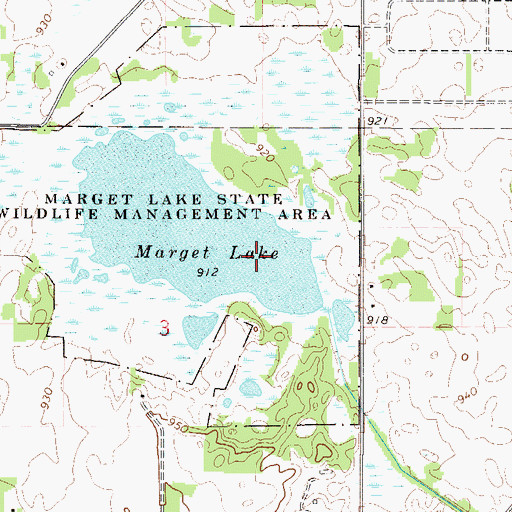 Topographic Map of Marget Lake Dam, MN