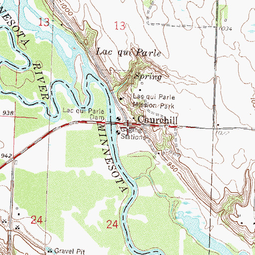 Topographic Map of Lac Qui Parle Dam, MN