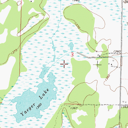 Topographic Map of Yaeger Lake, MN