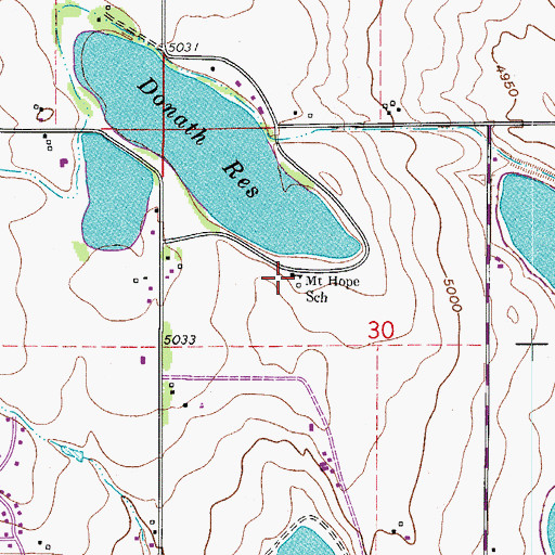 Topographic Map of Mount Hope School, CO