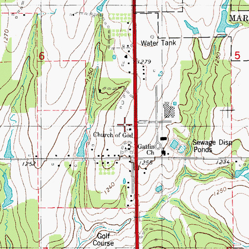 Topographic Map of Church of God, OK