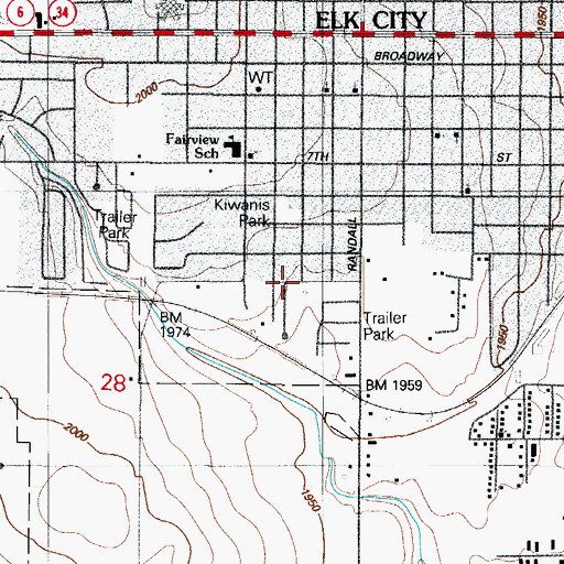 Topographic Map of Kiwanis Park, OK