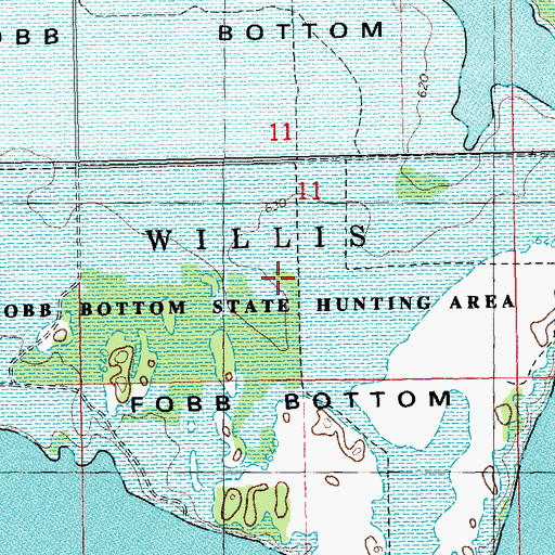 Topographic Map of Fobb Bottom, OK