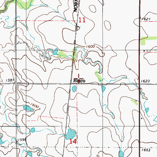 Topographic Map of Brico, OK
