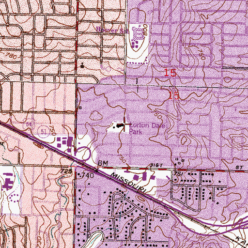 Topographic Map of Lorton Dale Park, OK