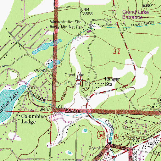 Topographic Map of Grand Lake Cemetery, CO