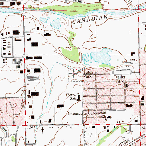 Topographic Map of Tulsa Park, OK