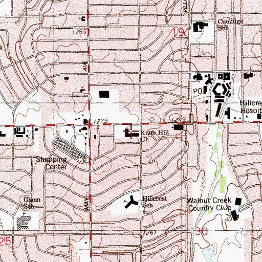Topographic Map of Knob Hill Church, OK