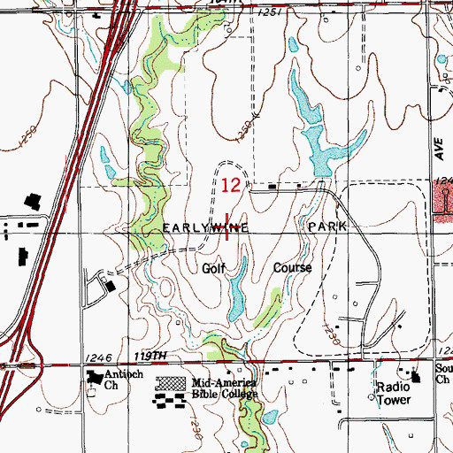 Topographic Map of Earlywine Park, OK