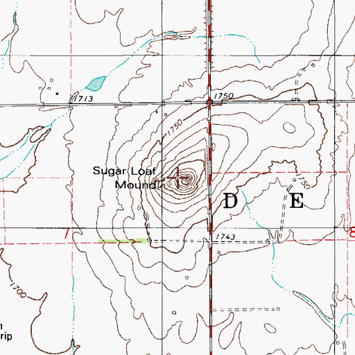 Topographic Map of Sugar Loaf Mound, OK