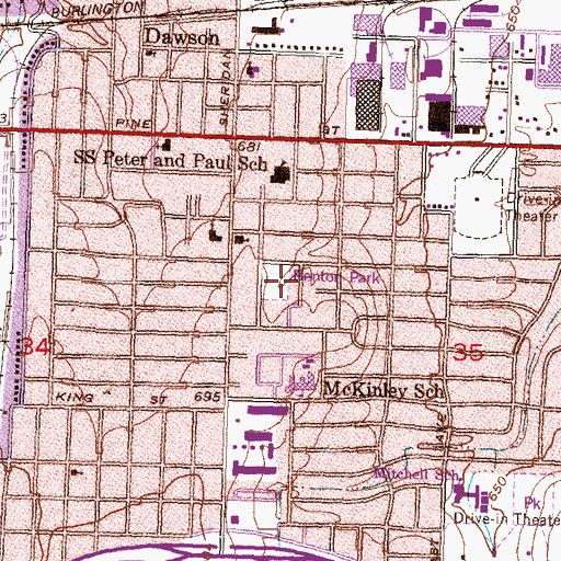 Topographic Map of Benton Park, OK