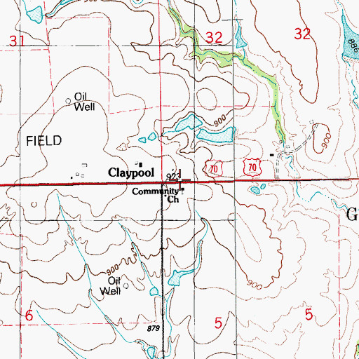 Topographic Map of Community Church, OK