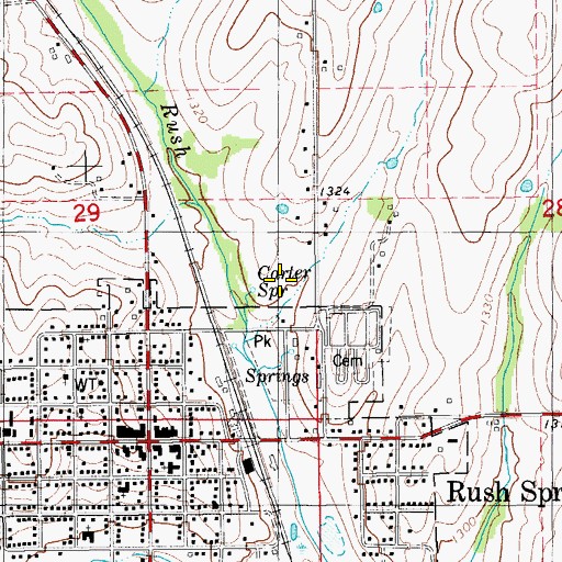 Topographic Map of Carter Spring, OK
