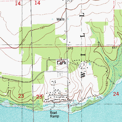 Topographic Map of Lark, OK