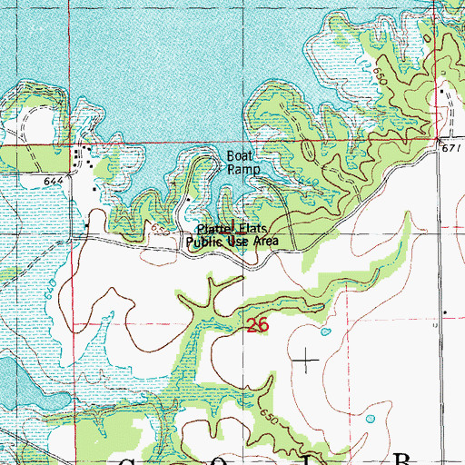 Topographic Map of Platter Flats Public Use Area, OK