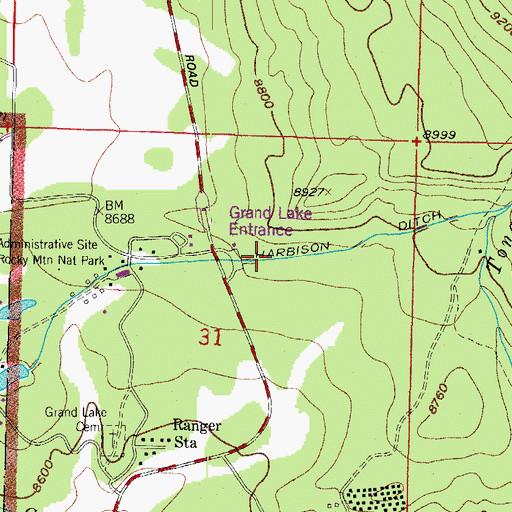 Topographic Map of Harbison Ditch, CO