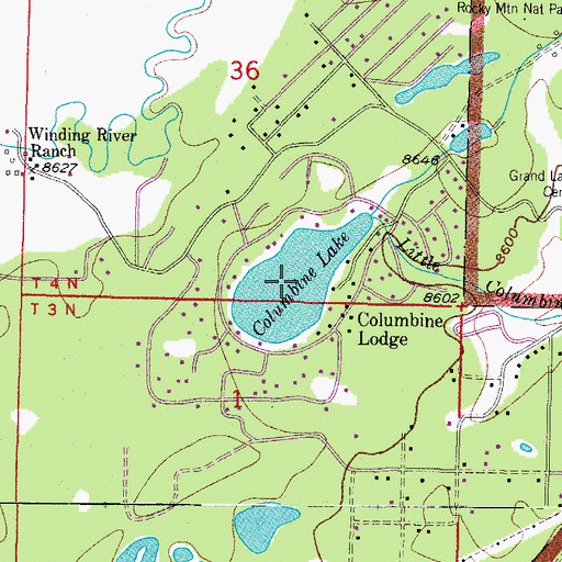Topographic Map of Columbine Lake, CO