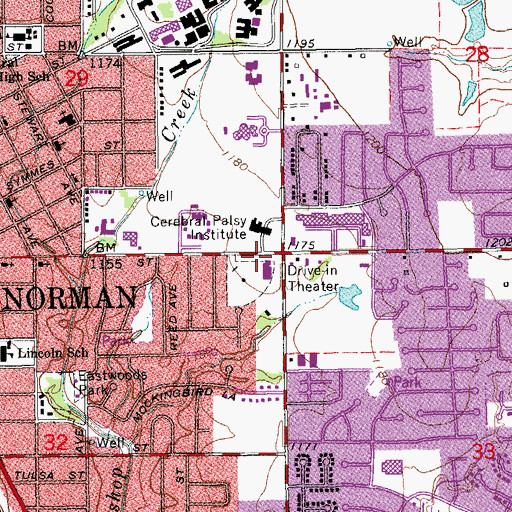 Topographic Map of Alameda Plaza, OK
