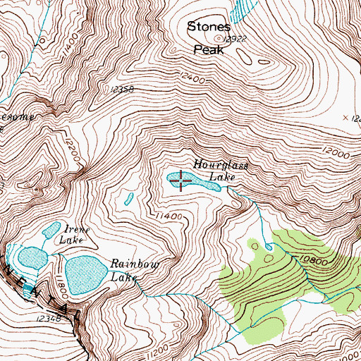 Topographic Map of Hourglass Lake, CO