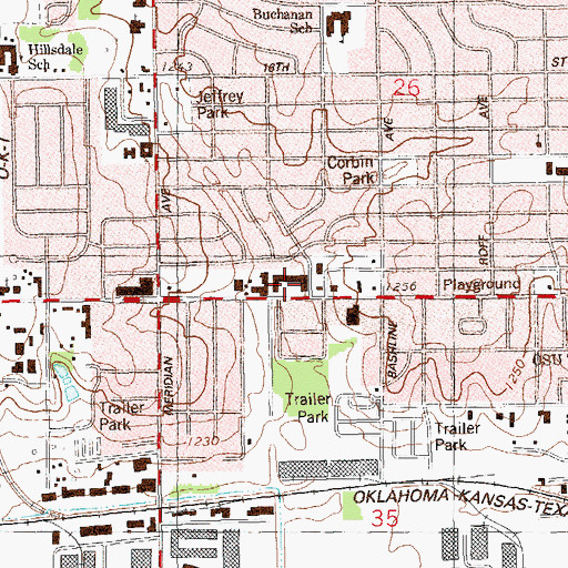 Topographic Map of Athena Mall, OK