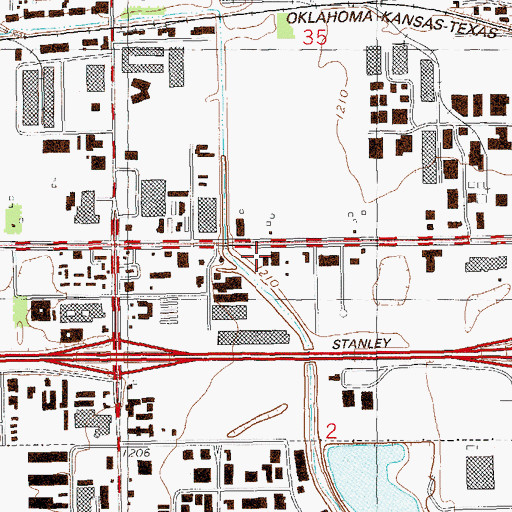 Topographic Map of Cornell Plaza, OK