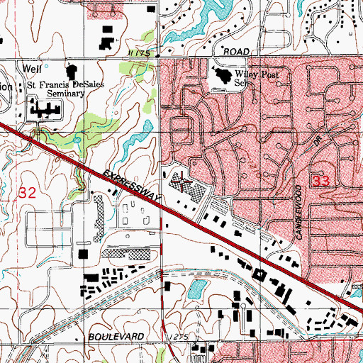 Topographic Map of Northwest Plaza, OK