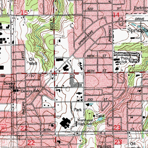 Topographic Map of Park Estates Shopping Center, OK