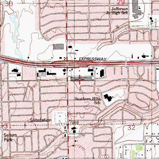 Topographic Map of Southern Hills Shopping Center, OK
