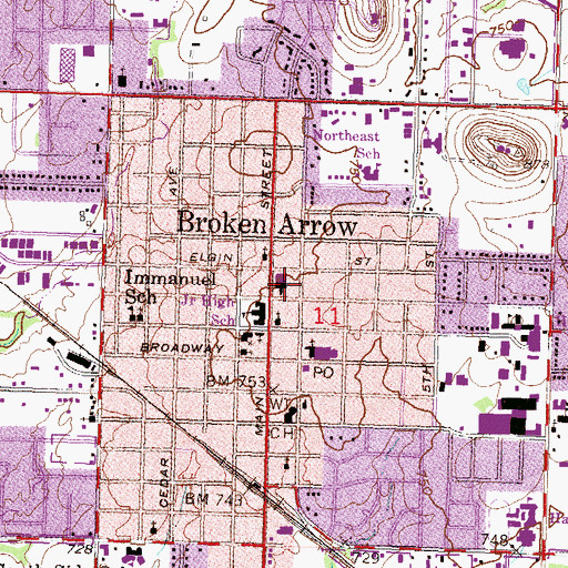 Topographic Map of North Main Plaza, OK
