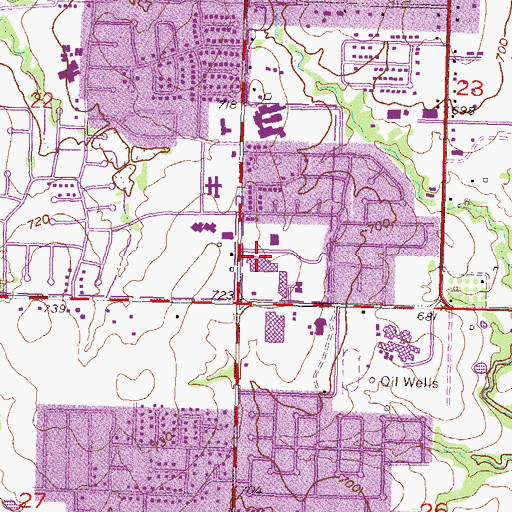 Topographic Map of Vandever East Shopping Center, OK
