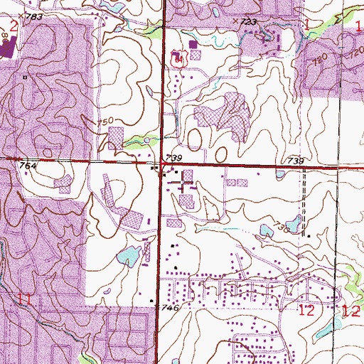 Topographic Map of Centre 71, OK