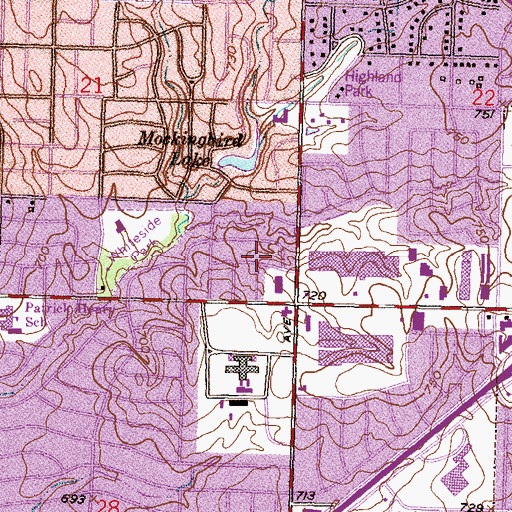 Topographic Map of Greenway Village, OK