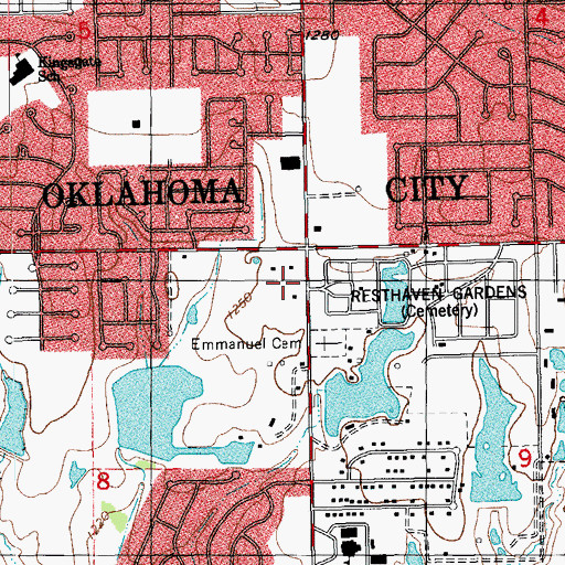 Topographic Map of Appletree Square, OK