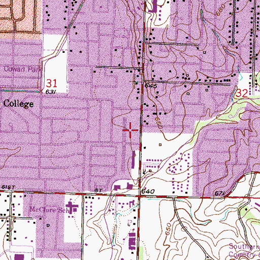 Topographic Map of London Square, OK