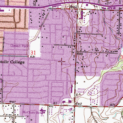 Topographic Map of Southern Village Shopping Center, OK